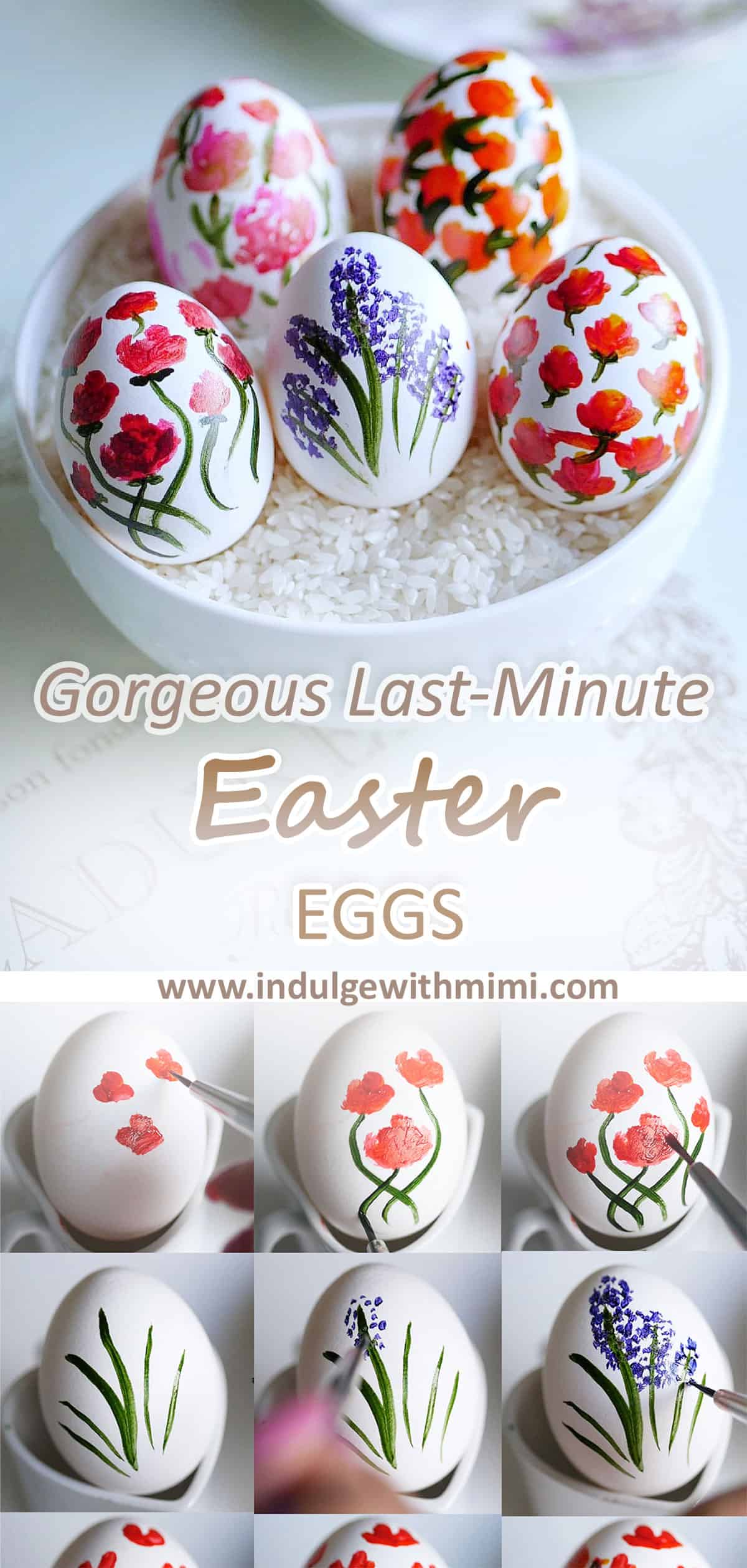 Gorgeous colorful hand painted Easter eggs in a small bowl. 