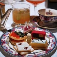 Themed afternoon tea set featuring treats that look like board game pieces.