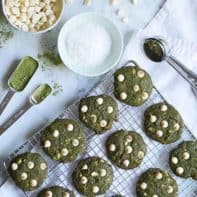 Matcha White Chocolate Chip Cookies with Coconut