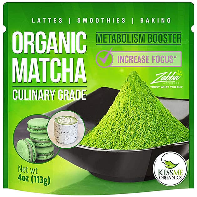 Kiss Me Organics Matcha Green Tea Powder - Organic Japanese Culinary Grade Matcha - 4 ounces (113 grams)