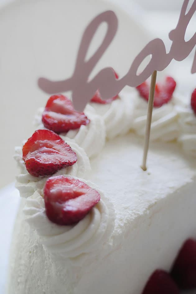 Fresh cream cake close up.