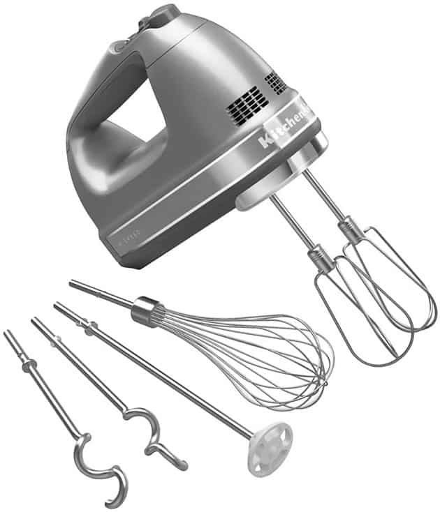 KitchenAid 9-Speed Digital Hand Mixer with Turbo Beater II Accessories and Pro Whisk - Contour Silver