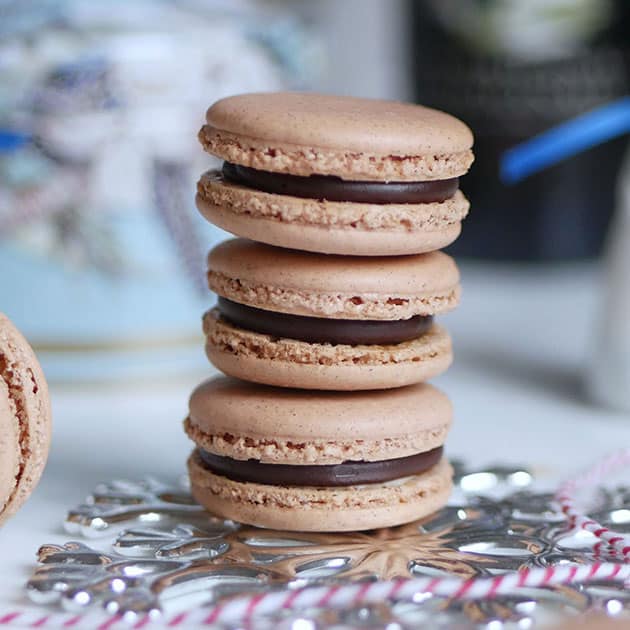 A stack of Baileys Irish Cream chocolate macaron.