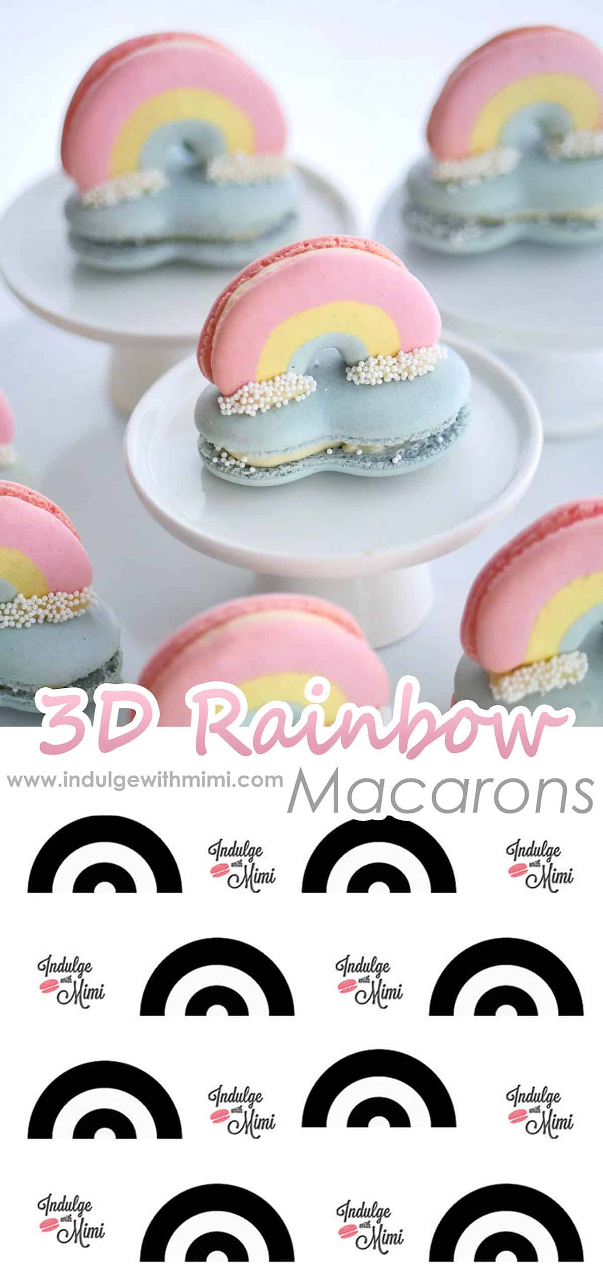 3D rainbow and cloud macaron set with rainbow template below.