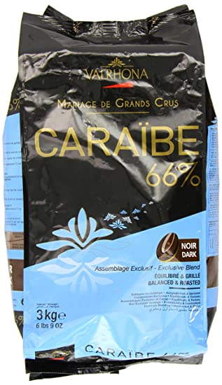 Valrhona Dark Chocolate - 66% Cacao - Caraibe - 6 lbs 9 oz bag of feves