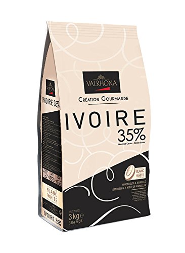 Valrhona White Chocolate Couverture Ivoire 35% Cocoa 43% Sugar 41.1% Fat Content 21.5% Whole Milk - 3Kg - Feves