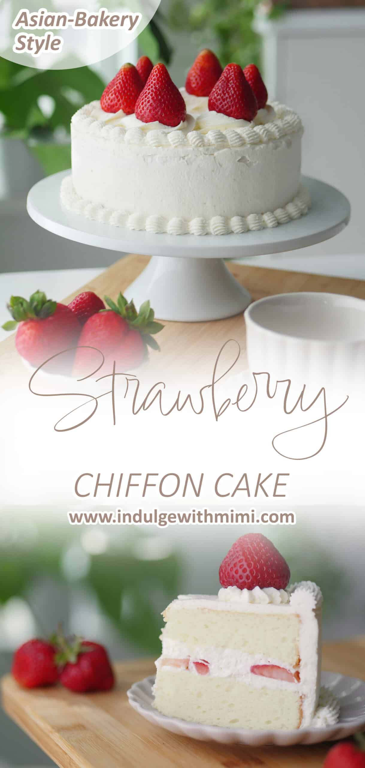 Asian Bakery Strawberry Chiffon Cake with Fresh Cream - Indulge